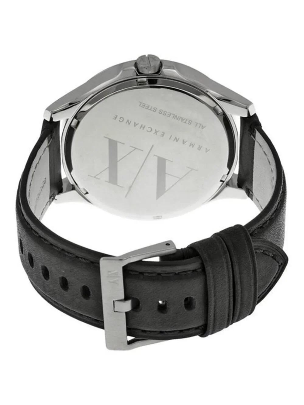 NWT Armani Exchange Armani AX Exchange Whitman Black Dial Black Leather Men's Wa